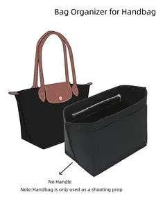 Purse Organizer Insert Compatible with Le Pliage Large Handbags, Felt Bag Organizer Insert with Cup Holder, Custom Fit Shoulder Bag Organizer for Travel & Daily Use, Multi Pocket Organizer