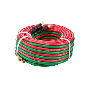 VEVOR Oxygen Acetylene Hose, 1/4-Inch x 50FT Oxy Acetylene Hose with 9/16"-18 B Fitting, 300PSI T Grade Welding Cutting Torch Twin Hose, Compatible with Oxygen, Acetylene, Propane and Other Fuel Gase