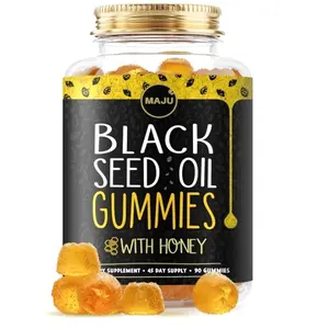 MAJU's Black Seed Oil Gummies with Honey 90ct, 500mg BSO Gummy, Black Cumin Seed Nigella Sativa Oil, Cold-Pressed, Potent Formula, 90ct
