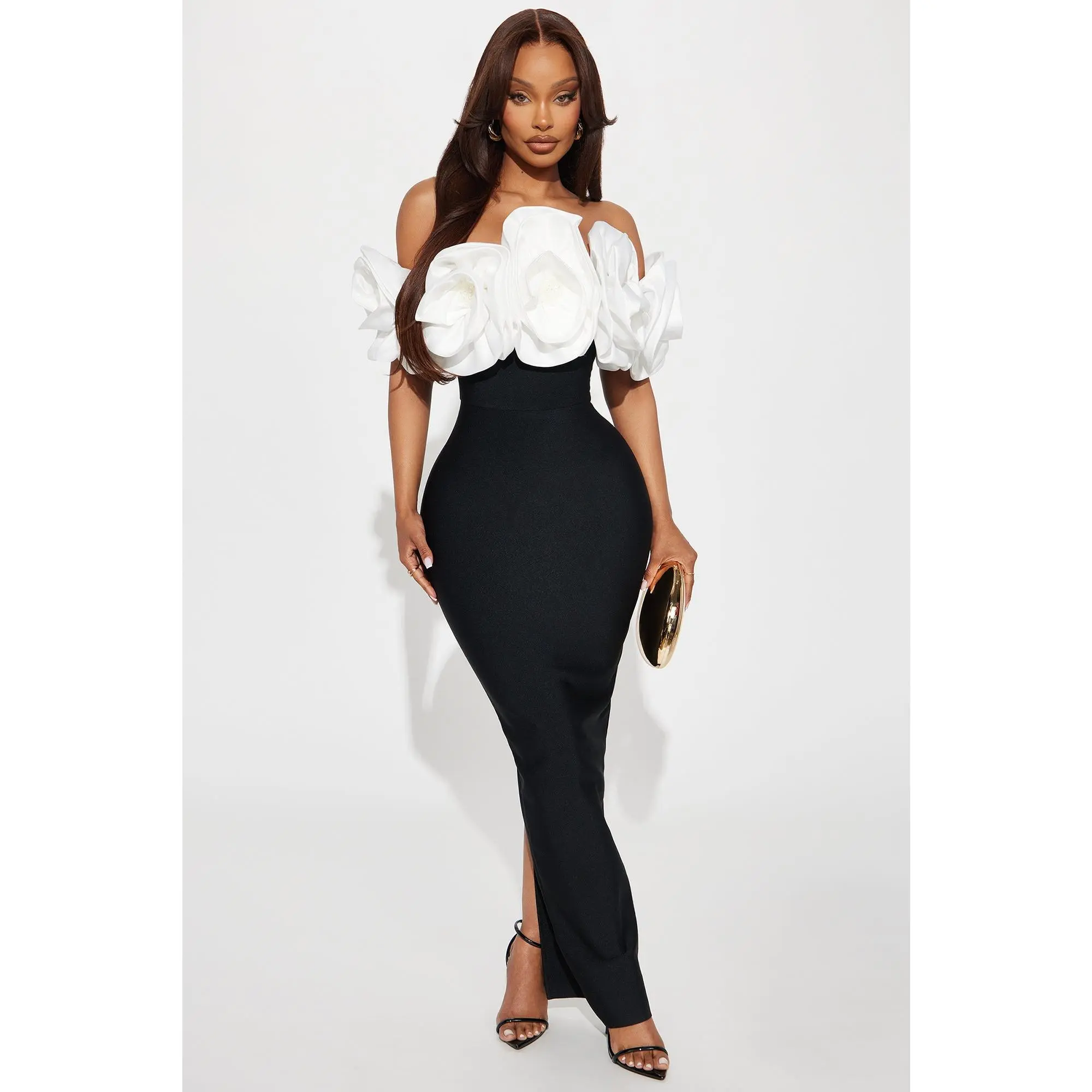 Rosetta Bandage Gown - Black/White