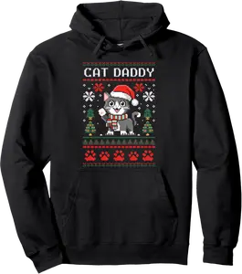 Cat Daddy Ugly Christmas Sweater Santa Pajama Cat Dad Life Pullover Hoodie - Andrewzhang Shop 75B0DPRDBGPL