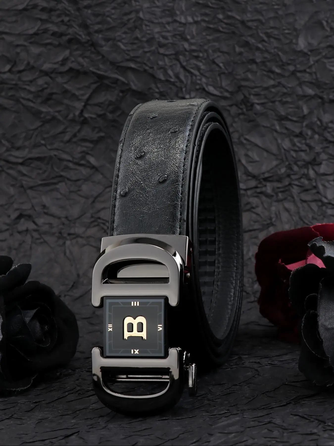 Men's Business Fashion B Letter Design Belt, Automatic Buckle Belt, Adjustable Belt, Casual Waistband for Jeans Trousers, Trendy All-match & Exquisite Belt for Birthday Gift
