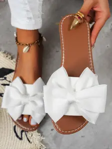 Women's Fashionable Bowknot Design Flat Sandals, Casual Comfortable Slingback Sandals for Summer, Female All-match Round Toe Shoes for Daily Wear, Girl