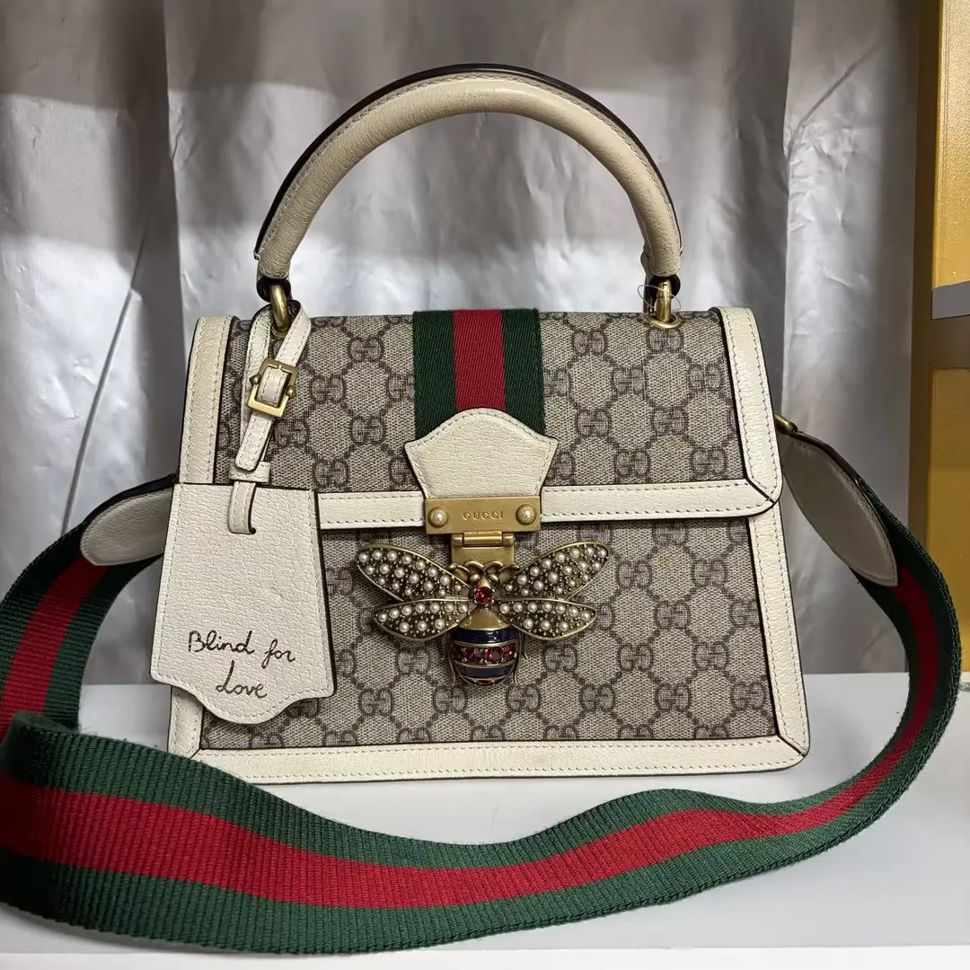 Pre-owned GUCCI leather Crossbody bags "Gucci Queen Margaret GG Supreme Top Handle Bag