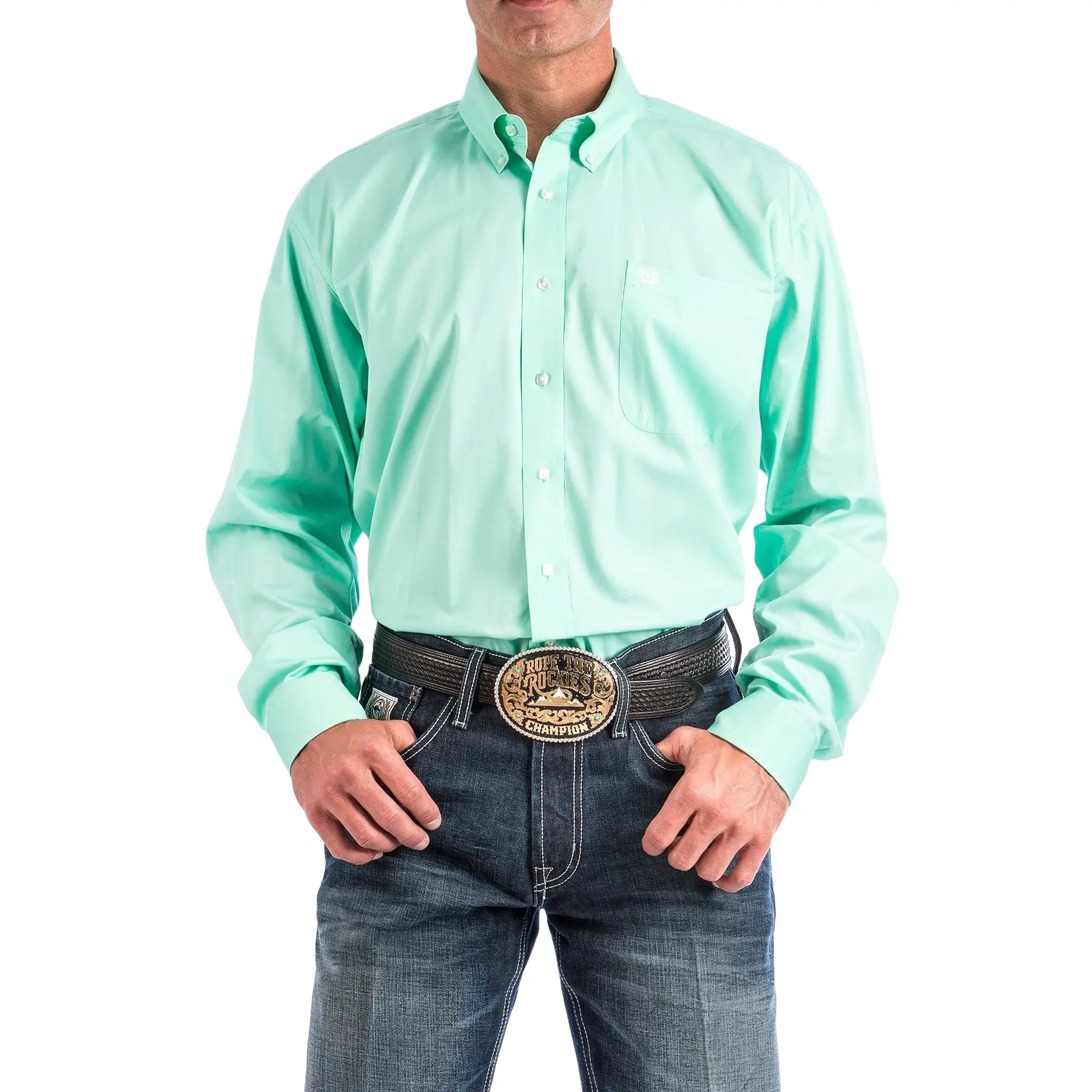 Cinch Men's Western Solid Mint Green Button-Down Shirt MTW1104237