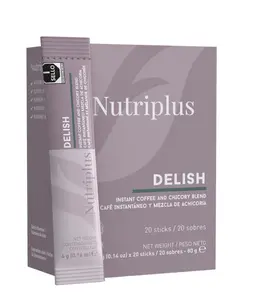 Nutriplus Delish Instant Coffee and Chicory Blend Sticks - 20 Vegan Sourced Sticks with Magnesium Zinc Vitamins C D