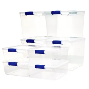 Homz 31qt Clear Plastic Stackable Storage Containers, 4 Pack & 15.5qt, 4 Pack