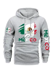 1PCS Hoodie MEXICO Multi-position Printing Men's Printed Hoodie, Autumn and Winter Casual Regular Fit Long-sleeved Hoodie, Fashionable Daily Wear Clothing, Casual Sweatshirt Hoodie