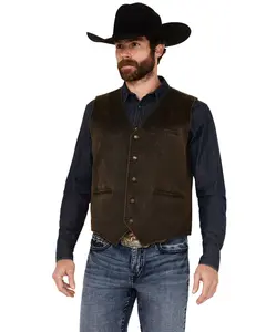Cody James Men's Pancho Villa Oilskin Button-Front Western Vest - Cmho21v20-Brn