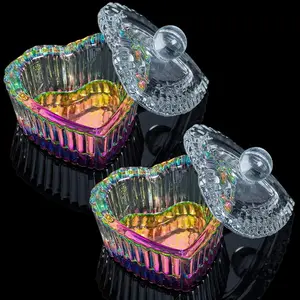 AORAEM 2PCS Nails Tips Art Dappen Dish with Lid Acrylic Liquid Powder Dappen Monomer Dish Glass Crystal Cup Glassware Tools for Professional Use and Home Use