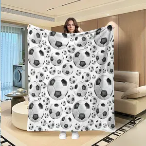 Soft Flannel Throw Blanket, Soft Cozy Blanket, Football Print Design, Ideal Gift for Fans & Home Decor, Perfect for Sofa Bed Cover, Warm All Seasons