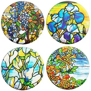 Buttonsmith® 1.25" Tiffany Magnolia Refrigerator Magnets - Set of 4