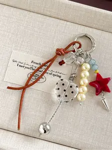 1 original new retro pentagram jewelry pendant handmade bead ins windbag hanging personalized keychain