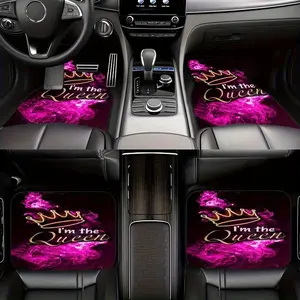 Four Pink Queen Crown Patterned Car Mats, Suitable for Suvs, Vans, And Trucks, Make a Perfect Gift for Both Men And Women