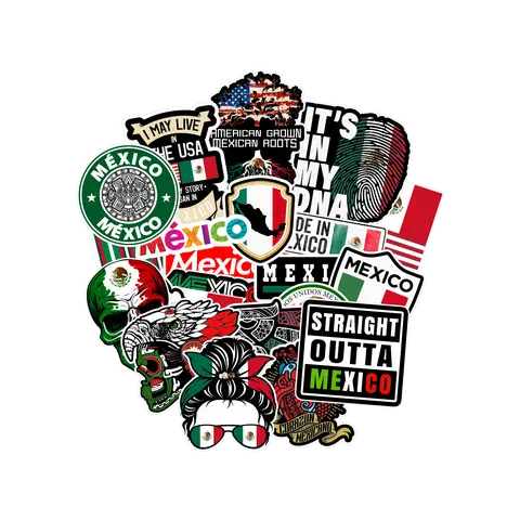 Mexican Heritage Vinyl Sticker Pack - 22 Durable 3mm Vinyl Stickers, All-Season & Dishwasher Safe Decor Decorative Set  Ornaments