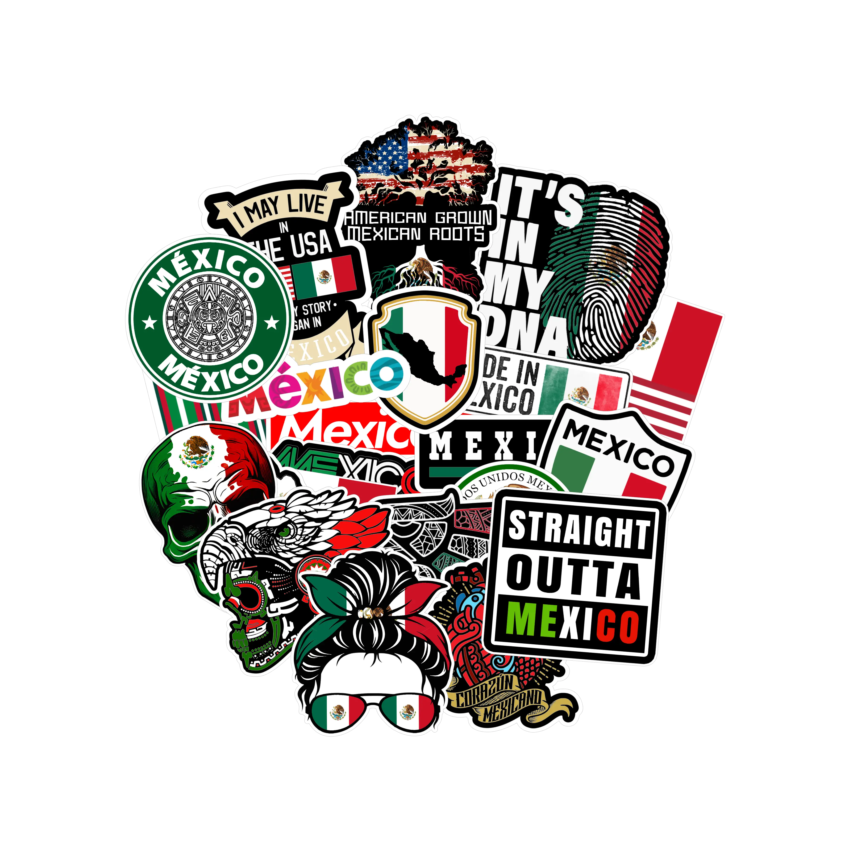 Mexican Heritage Vinyl Sticker Pack - 22 Durable 3mm Vinyl Stickers, All-Season & Dishwasher Safe Decor Decorative Set Ornaments