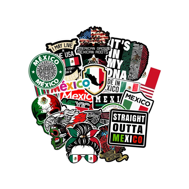 Mexican Heritage Vinyl Sticker Pack - 22 Durable 3mm Vinyl Stickers, All-Season & Dishwasher Safe Decor Decorative Set  Ornaments