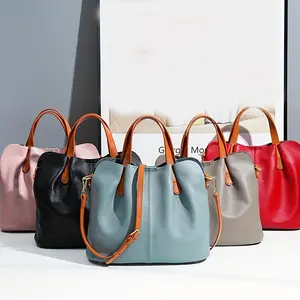 Women'S Genuine Leather Handbag - Large Capacity, Adjustable Shoulder Strap, Solid Black, Urban Chic Crossbody Handbag, Contrast Stitching, Perfect For Everyday Use handbags