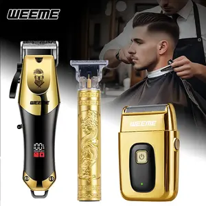 3-Piece Men's Electric Hair Clipper Set, USB Rechargeable, Alloy Blade, LCD Display, Home & Travel Use, Father's Day Gift, Cordless Hair Clippers, Hair Clipper Kit