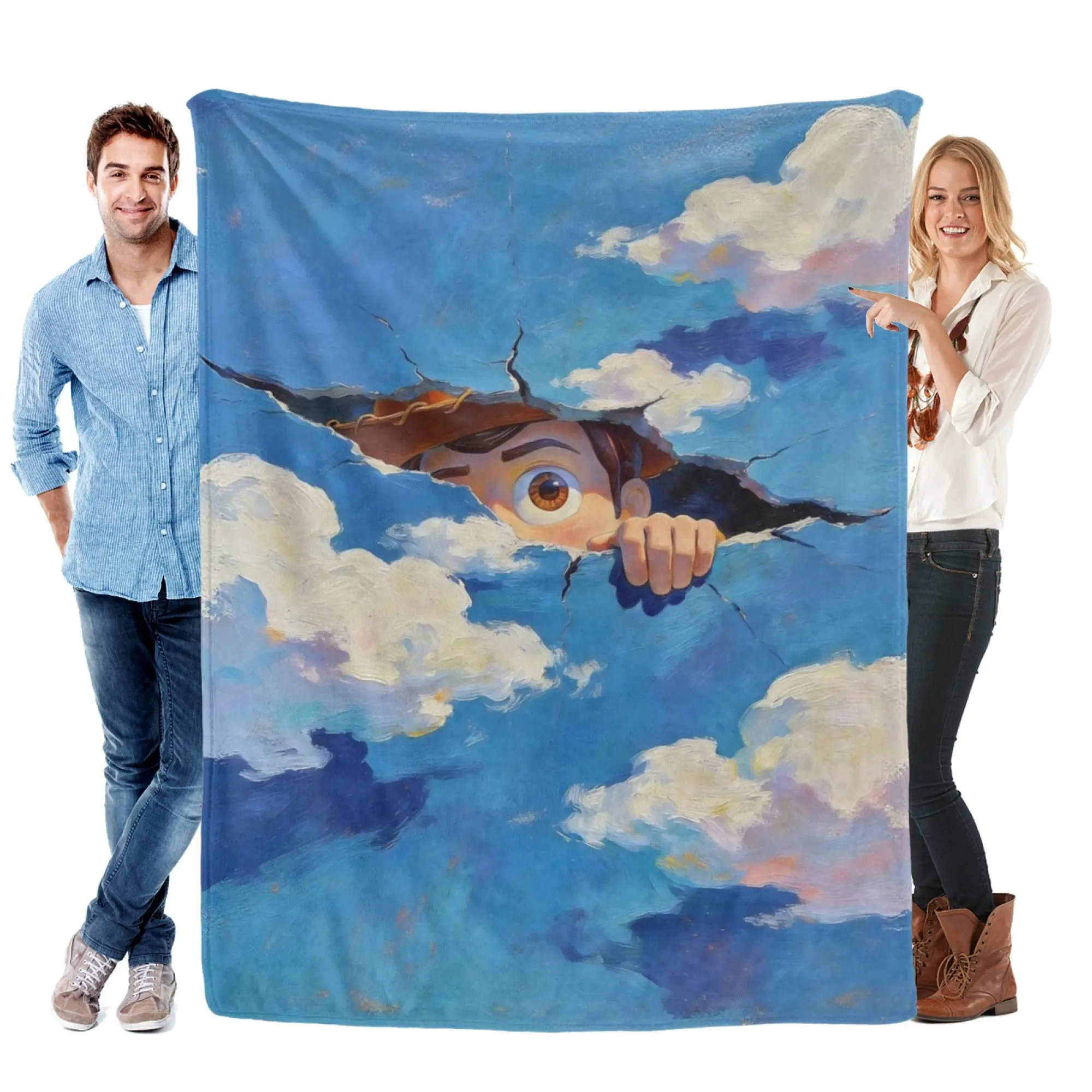 Disney Pixar Woody Character-Themed Blanket, Ultra Soft Fleece Fabric, 3D Art, Surreal Painted Sky, Room Decor, Home Use Cozy Setup, Adult Collectibles