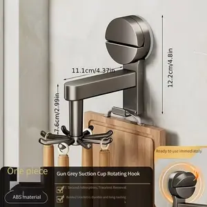 360-Degree Suction Cup Spinning Utensil Holder, Over Door Pot Lid & Kitchen Tool Organizer Rack.spinning Design Allows Easy Access To Pots, Ladles, And Spatulas.An Essential Must-have For Organizing Your Kitchen Or Pantry.