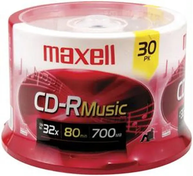 MAXELL 625335 Music CD-R, 30-Pk Spindle, 700MB, 80 Min Playtime Data Storage Disc for Computers & Office Equipment