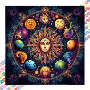 1 set of DIY diamond painting kit, 5D diamond art kit, DIY decor for sun, zodiac, planets mosaic, diamond art, DIY art home decor.