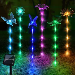 Christmas Gifts Arcylic Waterproof Solar Lights, Home Garden Decorations for Outside Pathway, Outdoor, Yard, Patio, Flower Bed Ornaments (8 Modes)