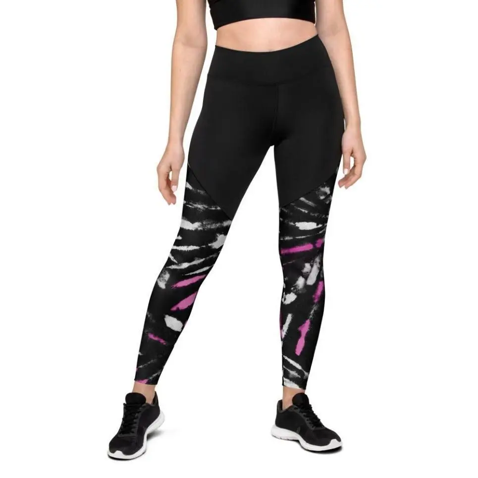 Tie Dye Black Compression Leggings