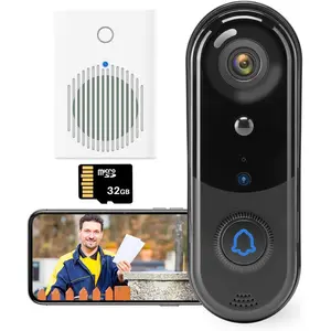 Video Doorbell Camera, HD WiFi Wireless Battery Power Operated Motion Detector Audio&Speaker Night Vision,IP65 Outdoor Waterproof with Doorbell Chime for iOS&Android