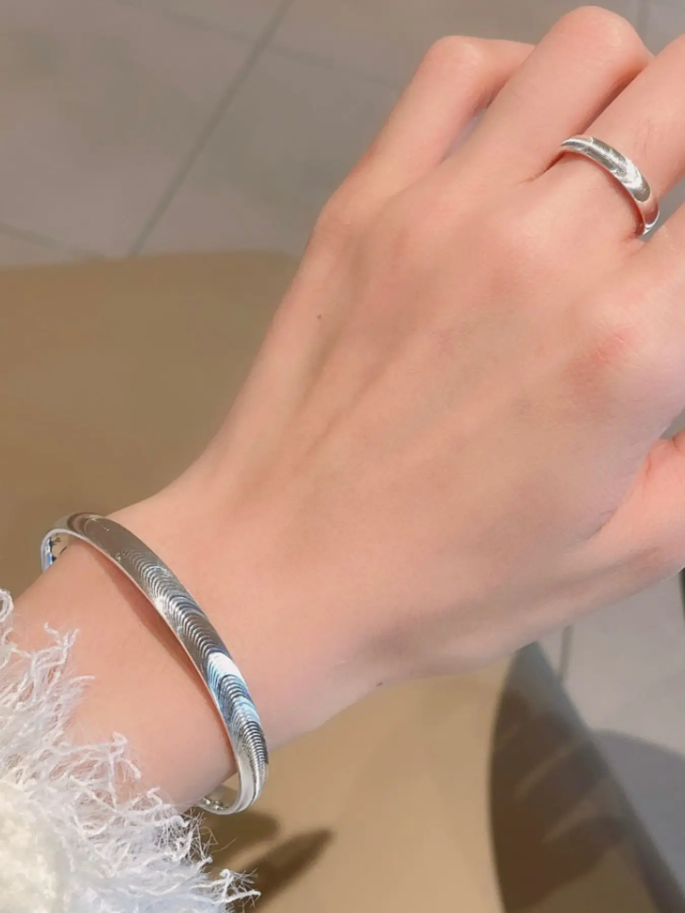 Silver Color Cat Eye Bangle for Women, Boho Style All-Over Print Bracelet, Copper Chain, Fashionable Accessory for All Seasons, Bohemian Bracelets
