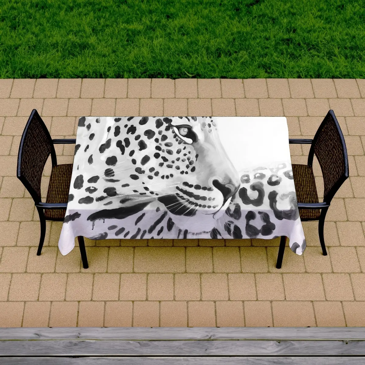 Begin Home Decor C1TCLRGEH2E1MT 58 x 102 in. Beautiful Leopard Tablecloth - Feline Bedroom Decor - Indoor & Outdoor