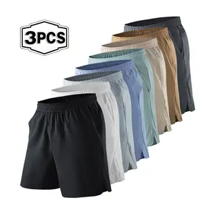 Summer new ice silk quick drying shorts for men, solid color, breathable, elastic waist, five part pants, thin ice silk pants