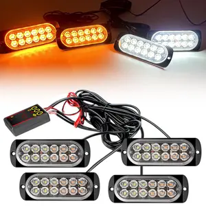 4*12LED Car Front Grille Lighting LED Light Bar Beacon Lamp 12V 24V