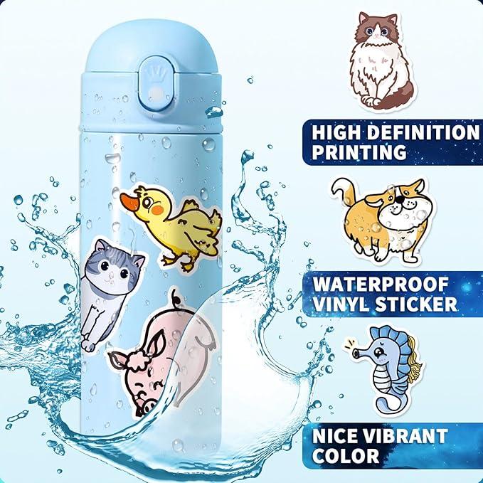 Valentine's Day New Year 2026 Gift 500pcs Cute Waterproof Stickers Pack, Random Stickers for Kids, Teens, Adults - Water Bottle, Laptop, Skateboard, Helmet