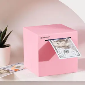 Adult Stainless Steel Piggy Bank - Must Break to Open, 4.72in Unbreakable Metal Saving Box, Home Decor Ornaments (Pink)