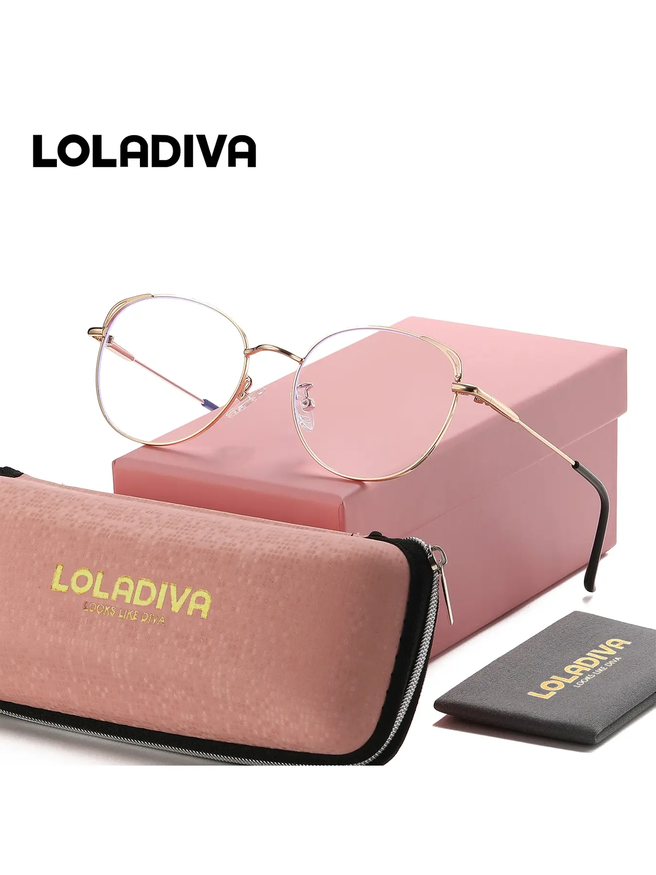 LOLADIVA Unisex Preppy Full Frame Plano Glasses Bookish Square Frame Plano Glasses