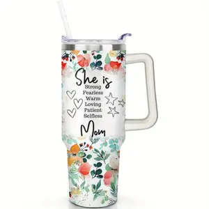 40oz Glamorous "Queen Mom" Pink Tumbler - Leak-Proof Straw Lid & BPA-Free Stainless Steel | Perfect Mother’s Day Gift for Working Moms (Office/Car Use)