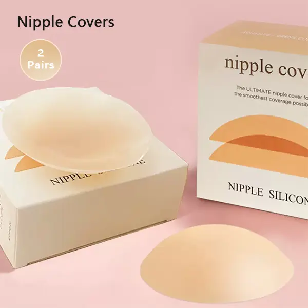 Women's 2-Pairs Flexible Silicone Nipple Pasties, Self-Adhesive Seamless Reusable Nipple Covers for Dresses, Tops