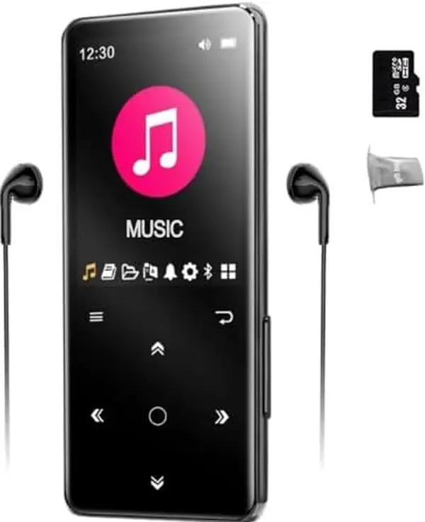 MP3 Player, 32GB MP3 MP4 Players with Bluetooth 5.2 Supports Lossless Music, Build-in HD Speaker/Photo/Video Play/FM Radio/Voice Recorder/E-Book,Supports up to 128GB (32GB)