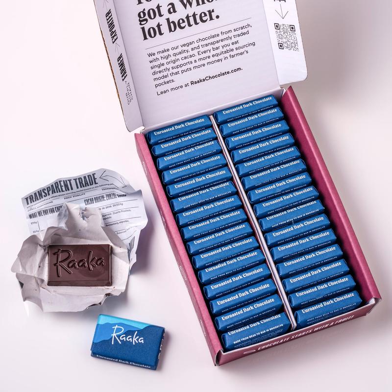 Raaka Chocolate - Mini Doses Box of 30 Dark Chocolate Bars