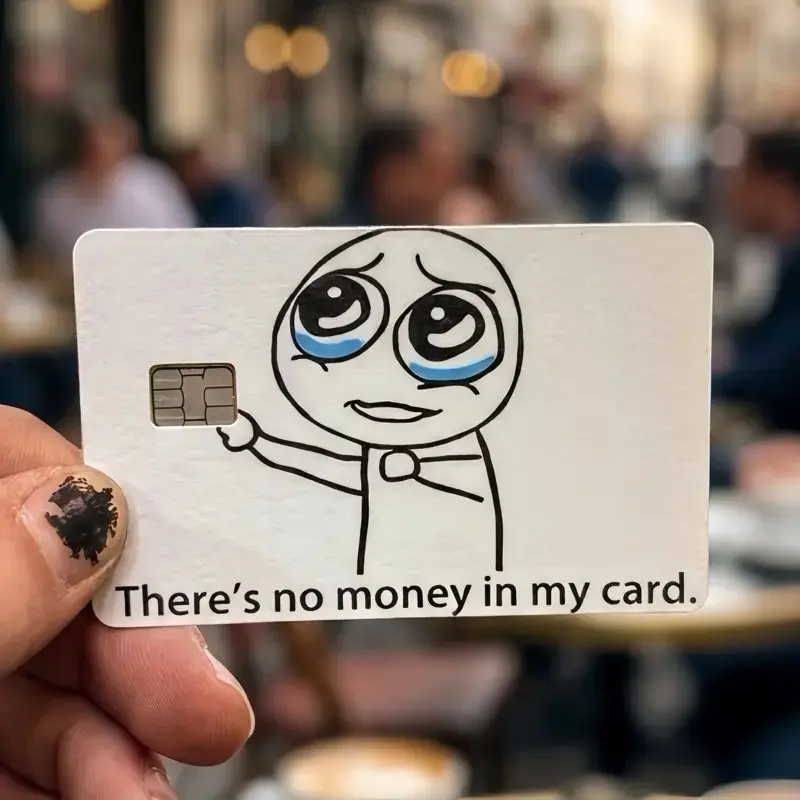 No Money Meme Debit Card Skin Sticker 2 Pack Funny Vinyl Cover, Credit/Debit Card Skin | Glossy Finish, Credit Card Sticker & Debit Card Sticker, Made in USA, High Quality Sticker