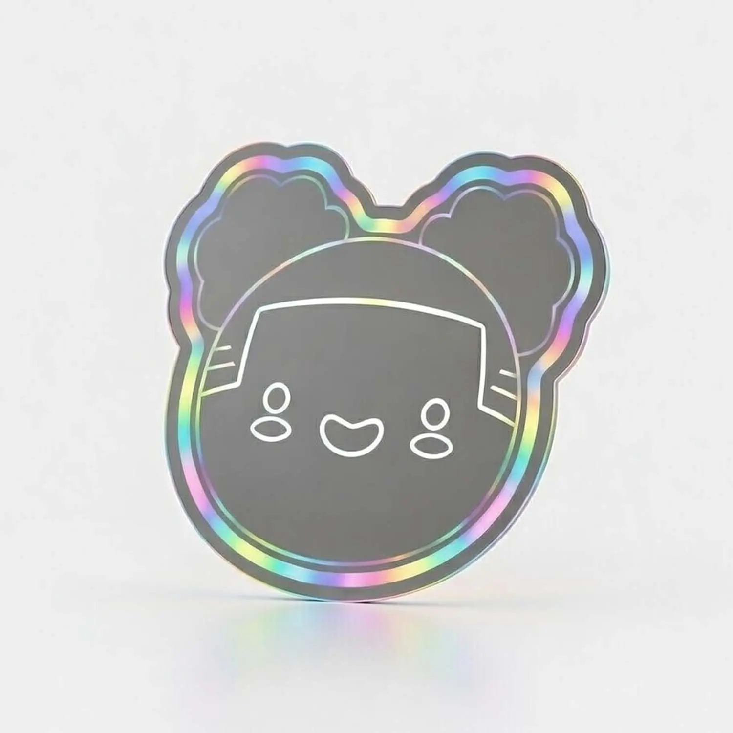 High-Quality Reflective Acrylic Wall Bathroom Face Mirror - 14.57×12.80in Cute Kawaii Tobi Lou Buff Baby Style, Hanging Easy-Setup Neon Colorful Party Nightlight, Rainbow Glow Room Decor Fixture