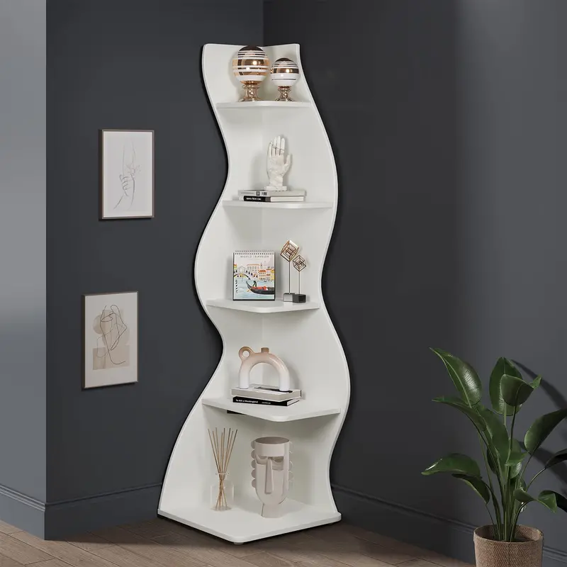 Tribesigns Modern 5-Tier Corner Bookshelf for Home Decor