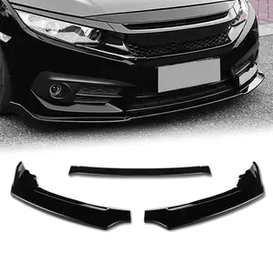 Sport-Style Front Bumper Lip Body Kit Spoiler Compatible with 2016 - 2021 Honda Civic Coupe/Sedan Only Bumper ( Do Not Fit Si Or Hatchback Models )