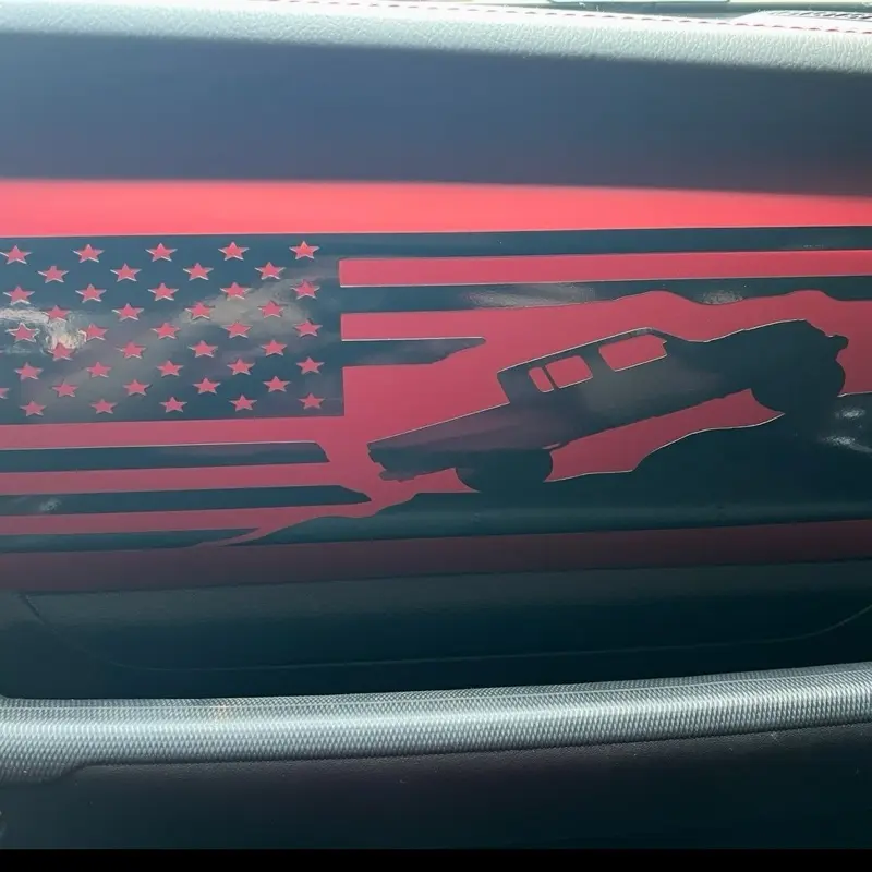 Jeep Dash Vinyl Stickers American Flag Design with Jeep Silhouette for Decorative Use