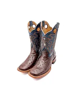 Cowboy Boot Ostrich Brown