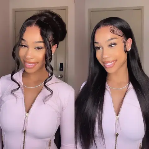 Megalook 13x6 HD Lace Front Glueless Wigs Human Hair for Women, Pre-Styled Ear-To-Ear Natural Hairline, Smooth Silky Straight Hair, Adjustable Quick Wear Fit, Skin-Melted Effect, Secure Drawstring Included
