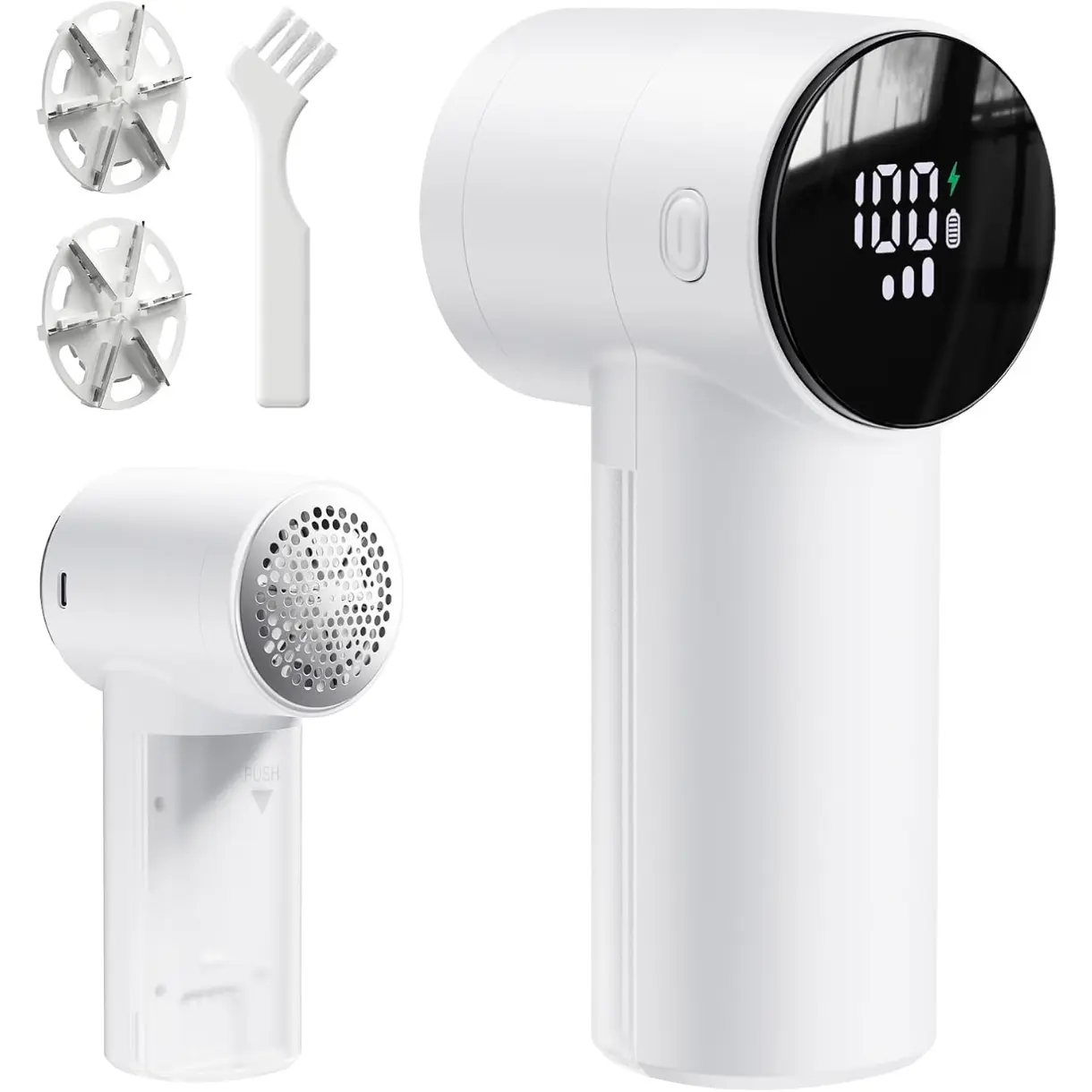 Rechargeable Fabric Shaver  Electric Lint Remover Lint Shaver with Digital Display, Sweater Shaver with 6-Leaf Blades, 3 Speeds Defuzzer for Removing Fuzz from Clothes, Furniture, Blanket