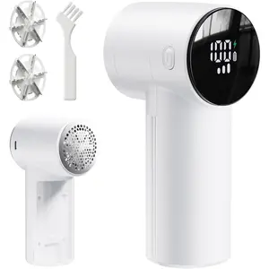 Rechargeable Fabric Shaver  Electric Lint Remover Lint Shaver with Digital Display, Sweater Shaver with 6-Leaf Blades, 3 Speeds Defuzzer for Removing Fuzz from Clothes, Furniture, Blanket